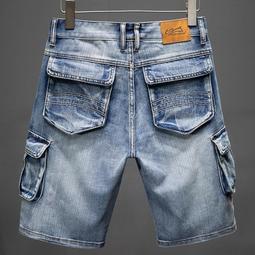 夏天多口袋工裝牛仔短褲男五分夏季寬鬆七分五分褲5分7分馬褲 歷史價格詳細信息