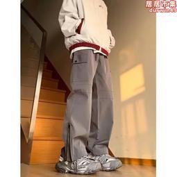 復古直筒工裝褲男鬆緊腰多口袋休閒褲潮流男女情侶長褲男 長褲男(APCK160)【FIZZE】 歷史價格詳細信息
