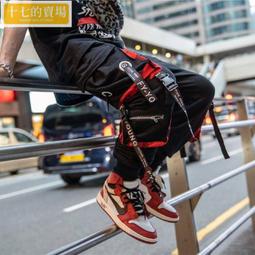 工作褲 多口袋 男士工裝褲 學生潮牌寬鬆 復古港風 2021新款潮流工裝牛仔褲男拚接多口袋寬鬆休閒機能大碼收口束腳褲 歷史價格詳細信息