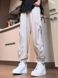 休閑褲男夏季薄款寬松束腳抽繩九分褲潮牌冰絲速幹垂感運動長褲子 歷史價格詳細信息