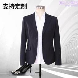 黑色工作服職業西裝女秋冬西裝職業套裝OL緊身工裝無領長袖職業-鑫星精選 歷史價格詳細信息