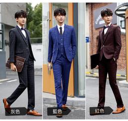 英倫復古格子西裝男青年商務正裝戧領雙排扣婚禮伴郎西服 歷史價格詳細信息