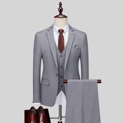 【星月】西服套裝男純色新郎結婚禮服韓版修身小西裝男士西服三件套裝潮流 歷史價格詳細信息