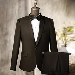 【星月】西服套裝男純色新郎結婚禮服韓版修身小西裝男士西服三件套裝潮流 歷史價格詳細信息