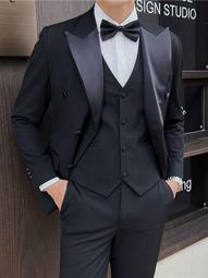 【星月】男士西服套裝三件套2023新款夏季職業商務修身小西裝伴郎新郎結婚 歷史價格詳細信息