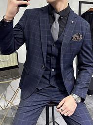 【星月】西服套裝男純色新郎結婚禮服韓版修身小西裝男士西服三件套裝潮流 歷史價格詳細信息