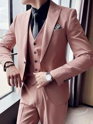 【星月】男士西服套裝三件套2023新款夏季職業商務修身小西裝伴郎新郎結婚 歷史價格詳細信息