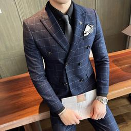 【星月】男士西服套裝三件套2023新款夏季職業商務修身小西裝伴郎新郎結婚 歷史價格詳細信息