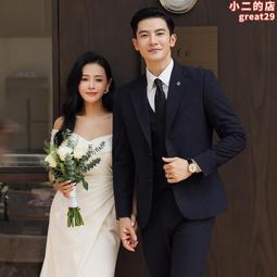 男士西服套裝韓版修身商務職業正裝休閒西裝男新郎結婚禮服三件套 歷史價格詳細信息