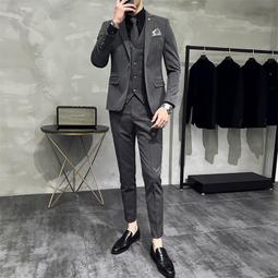 男士西服套裝三件套商務職業正裝男面試紳士韓版修身學生西裝婚禮 歷史價格詳細信息