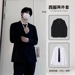 墊肩西服外套男學院風春秋季痞帥學生高級感西裝K制服套裝班服天天精選 歷史價格詳細信息