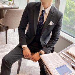 韓版修身條紋西服套裝男潮流帥氣小西服外套男士青年休閒西裝一套 歷史價格詳細信息