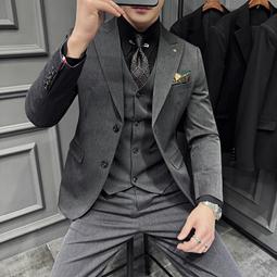 新郎西服套裝男士三件套休閒商務正裝修身結婚禮服西裝男英倫 歷史價格詳細信息