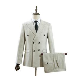 時尚條紋商務西服套裝男 秋冬新款韓版修身西裝三件套潮 歷史價格詳細信息