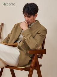 高級感雙排扣商務休閒條紋西服套裝潮雙開叉男修身戧駁領結婚西裝 歷史價格詳細信息