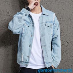百搭款水洗刷破寬鬆版型設計牛仔外套 牛仔夾克 男生牛仔外套 (MCRB1080)【FIZZE】 歷史價格詳細信息