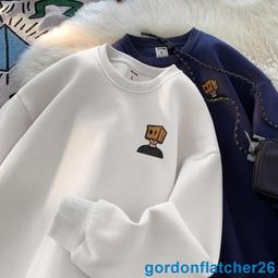 大學T 簡約左胸袖口電繡文字設計 圓領長袖上衣 寬鬆落肩【TJK3742】現貨＋預購 歷史價格詳細信息