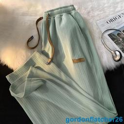 休閒長褲 冰絲涼感運動褲寬鬆型時尚中高腰大尺碼九分褲 歷史價格詳細信息