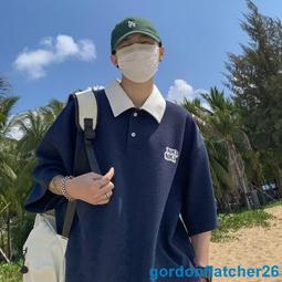 polo衫RASS撞色拼接短袖美式復古情侶裝夏季短袖國潮牌翻領t恤男-22號穿搭 歷史價格詳細信息