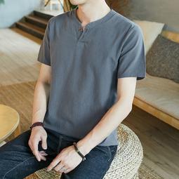男 半袖男麻t恤寬鬆v領盤扣刺繡中袖上衣中國風夏季薄款五分袖體恤 西褲牛仔褲休閒褲短褲長褲子 歷史價格詳細信息