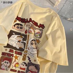 T恤 短袖 蠟筆小新短袖t恤 女生韓版衣服棉T 情侶短袖 寬鬆上衣男女 學生T恤 五分袖 歷史價格詳細信息