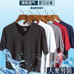 冰絲無痕短袖T恤男 薄款修身V領T恤 半袖T恤 素面打底衫 韓版大尺碼 純色短袖T恤 透气短袖衣著-正正男裝 歷史價格詳細信息