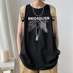 背心男 夏夏季印花背心 無袖背心 寬鬆大尺碼運動體恤潮 歐美潮流上衣t恤 無袖ins潮牌  滿599免運 歷史價格詳細信息