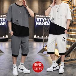 運動套裝男夏季冰絲速干無袖t恤寬松大碼背心短褲跑步健身服套-毛毛男裝 歷史價格詳細信息