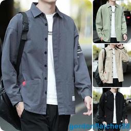 長袖襯衫 M-3XL 春季純色襯衫 工裝 港風青年 寬松 素色百搭大尺碼多口袋襯衫 韓版簡約學院風男女款襯衣 男生衣著 歷史價格詳細信息