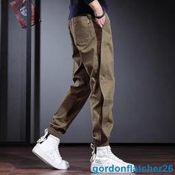M-5XL 男褲休閑褲子男 大尺碼咖啡色直筒寬松男生長褲 古著棕色抽繩工作褲 美式耐磨復古工裝褲男 潮褲男 歷史價格詳細信息