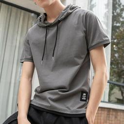 連帽短袖男  短T男生 上衣男士【M-5XL】男士短袖t恤ins夏季連帽潮流潮牌上衣學生夏裝半截袖體恤衫 歷史價格詳細信息
