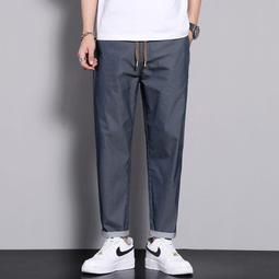 春夏薄款彈力牛仔男式休閑寬松直筒商務潮流煙灰色大碼長 Y046A 歷史價格詳細信息