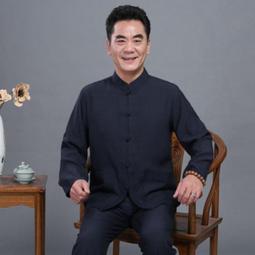 夏季棉麻套裝男士中國風唐裝復古亞麻短袖t恤男裝漢服v-正正男裝 歷史價格詳細信息