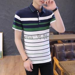 拼色翻領緊身男裝Polo衫T恤 男潮牌高級撞色新款男士短袖緊身有領-22號穿搭 歷史價格詳細信息