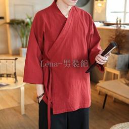 中國風外套男七分袖唐裝漢服夏薄款寬鬆日系小外套道袍和服亞麻上衣男士襯衫新款日式-時尚男裝 歷史價格詳細信息