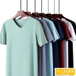 冰絲無痕短袖T恤男 薄款修身V領T恤 半袖T恤 素面打底衫 韓版大尺碼 純色短袖T恤 透气短袖衣著-正正男裝 歷史價格詳細信息