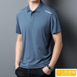 翻領短袖男 短袖POLO衫 速乾POLO衫 輕奢彈力冰絲polo衫男短袖夏韓版潮流時尚寬鬆冰感保羅衫上衣-22號穿搭 歷史價格詳細信息