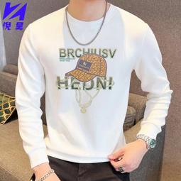 熱賣秋季新款男士長袖圓領衛衣時尚潮流寬松薄款T卹休閑打底衫男裝 歷史價格詳細信息