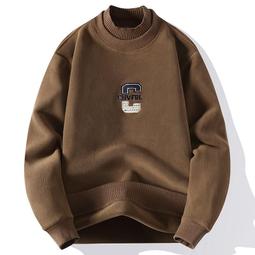 秋冬季半高領衛衣男士加絨寬鬆百搭打底衫雙面德絨立領長袖t恤男-正正男裝 歷史價格詳細信息