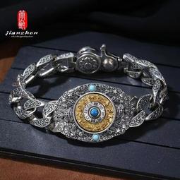 ★超優惠★男手鏈銀寬男士銀手鏈個性揚六字真言手鏈復古泰銀男士銀手鏈 歷史價格詳細信息