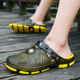 包頭半拖洞洞鞋男女夏透氣一腳蹬懶人涼拖防滑軟底涉水海邊沙灘鞋 歷史價格詳細信息