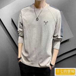 秋季中男士長袖t恤男寬松加肥加大碼休閑爸爸裝體恤肥胖子上衣-正正男裝 歷史價格詳細信息