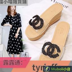 外出拖鞋 2020夏新款高跟粗跟韓版壹字拖外穿女涼拖水鑚花朵大碼性感女拖鞋  露天市集  全臺最大的網路購物市集 歷史價格詳細信息