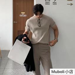 韓國輕奢針織冰絲POLO衫男 輕熟風半拉鍊翻領短袖 緊身上衣服 保羅衫潮-22號穿搭 歷史價格詳細信息