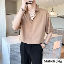 短袖襯衫男 冰絲襯衫 素色襯衫 夏季襯衫 寬鬆韓版襯衣 短袖襯衫外套 潮流帥氣男韓版學生中袖夏裝 歷史價格詳細信息