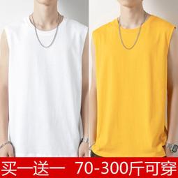 胖子夏季無袖背心男加大碼300斤純棉潮美式街頭運動健身坎肩-毛毛男裝 歷史價格詳細信息