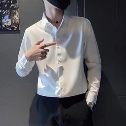 彈力白色長袖襯衫男春夏商務正裝抗皺免燙商務襯衣修身職業工作服長袖襯衫牛仔 長袖t shirt 排汗 t恤 男生衣著 素色 歷史價格詳細信息