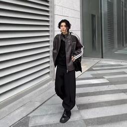 pu皮衣外套男牛仔拼接假兩件情侶衝鋒衣-品爵男装 歷史價格詳細信息