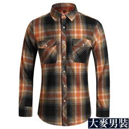 新款男士襯衫雙口袋加肥加大碼格子帥氣青年長袖襯衣 歷史價格詳細信息