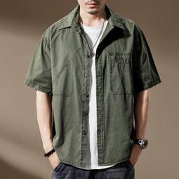 襯衫男短袖夏季美式復古條紋撞色翻領半截袖2024新款寬鬆休閒T恤 歷史價格詳細信息